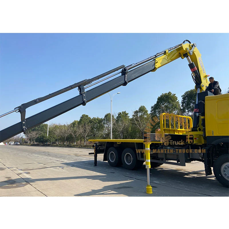 howo 6x6 all driven flatbed truck with 16ton jib boom crane 3